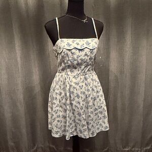 Trixxi White and Blue Floral Mini Dress
